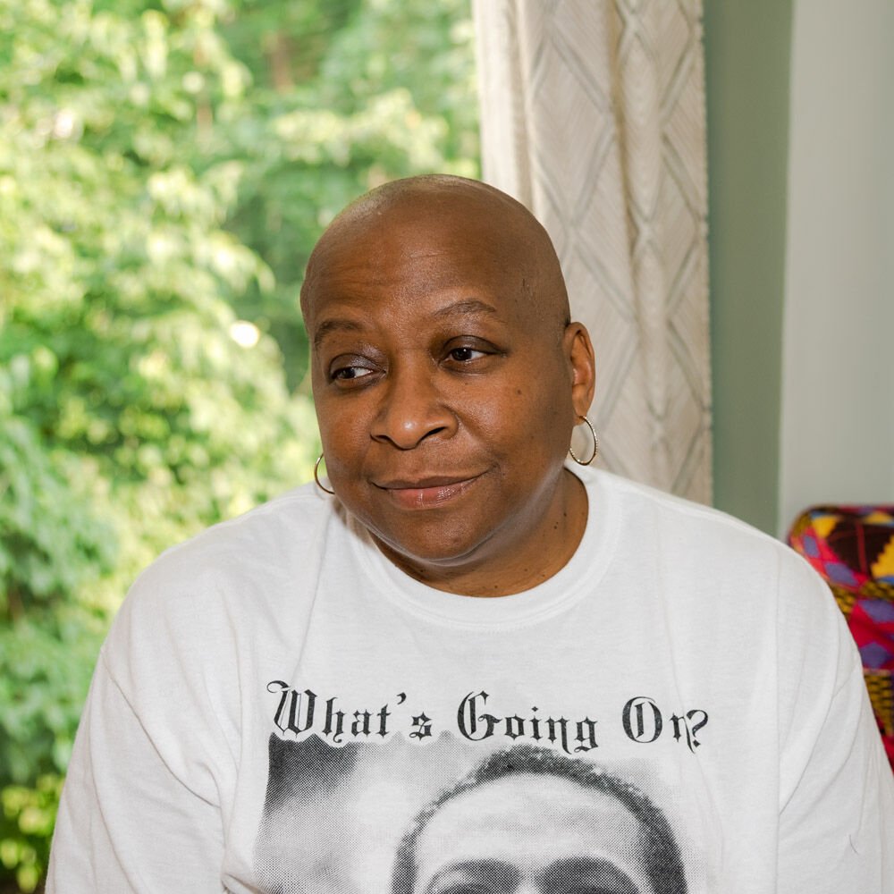 image of a participant of 100 people listening named karen