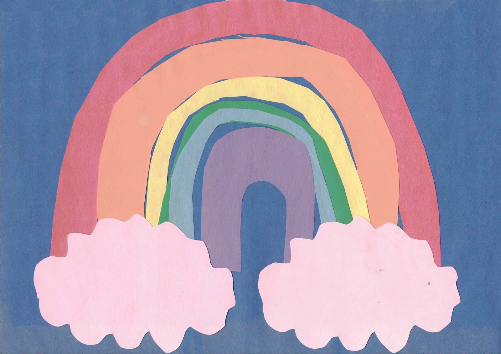 rainbow made out of cut paper
